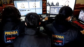 Producción técnica de streaming en evento de la Embajada de Estados Unidos y el Ejército Nacional de Colombia en el Cantón Norte, a cargo de Santel TV